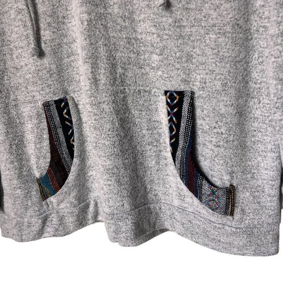 Skonhet Aztec Tribal Gray Long Sleeve Lace Up Front Hood Size 2XL - Picture 6 of 12